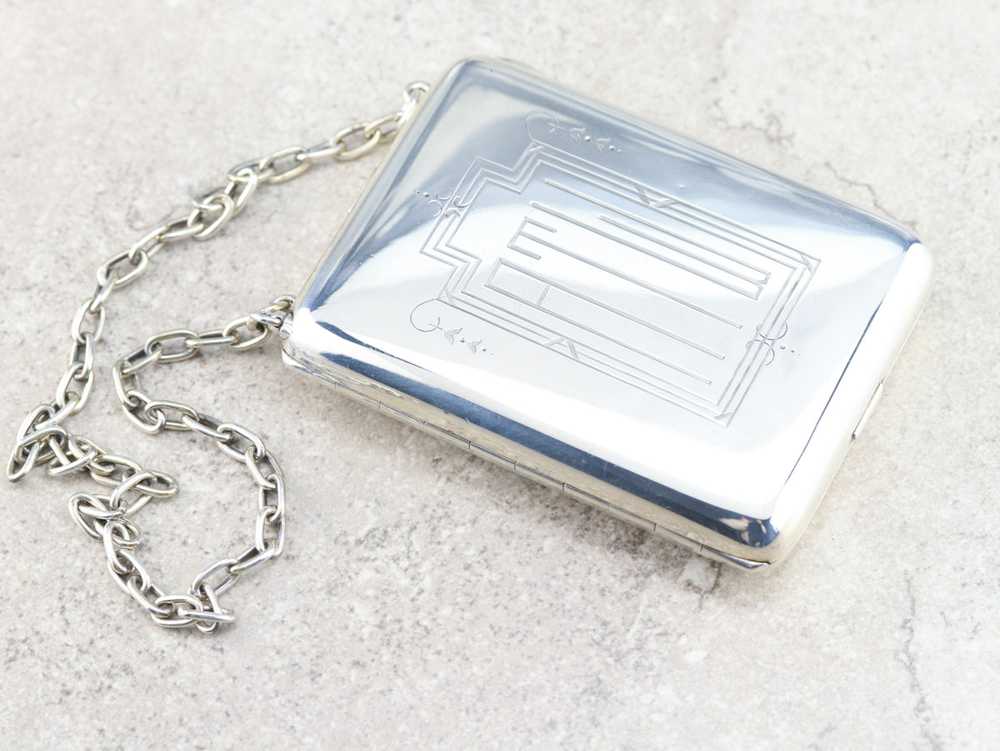 Vintage Art Deco Silver Compact Purse - image 2