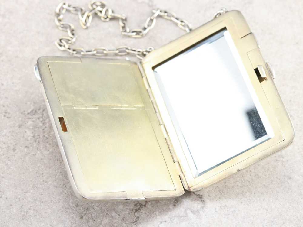 Vintage Art Deco Silver Compact Purse - image 3