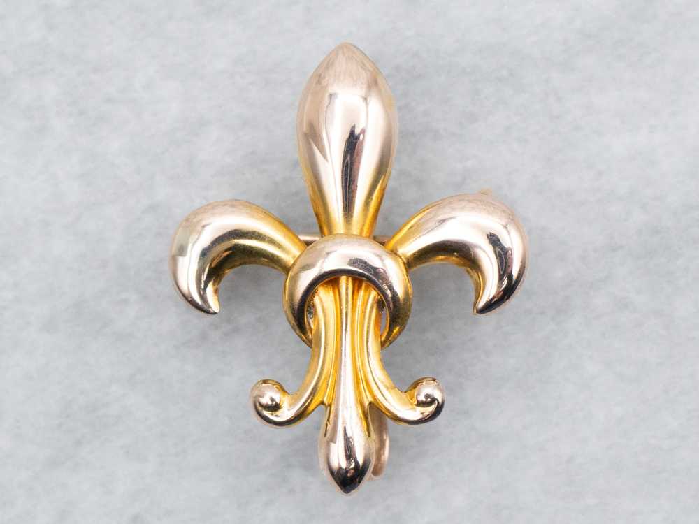 Vintage Gold Fleur de Lis Brooch - image 1