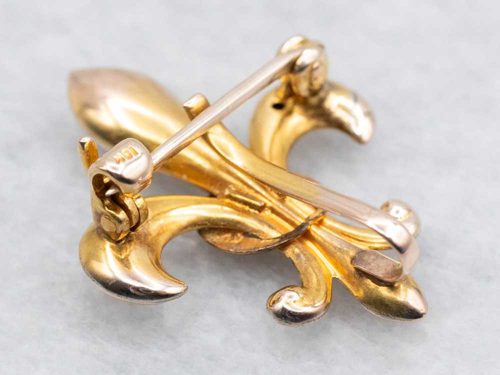 Vintage Gold Fleur de Lis Brooch - image 3