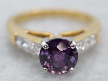 Purple Sapphire and Diamond Mix Metal Engagement … - image 1