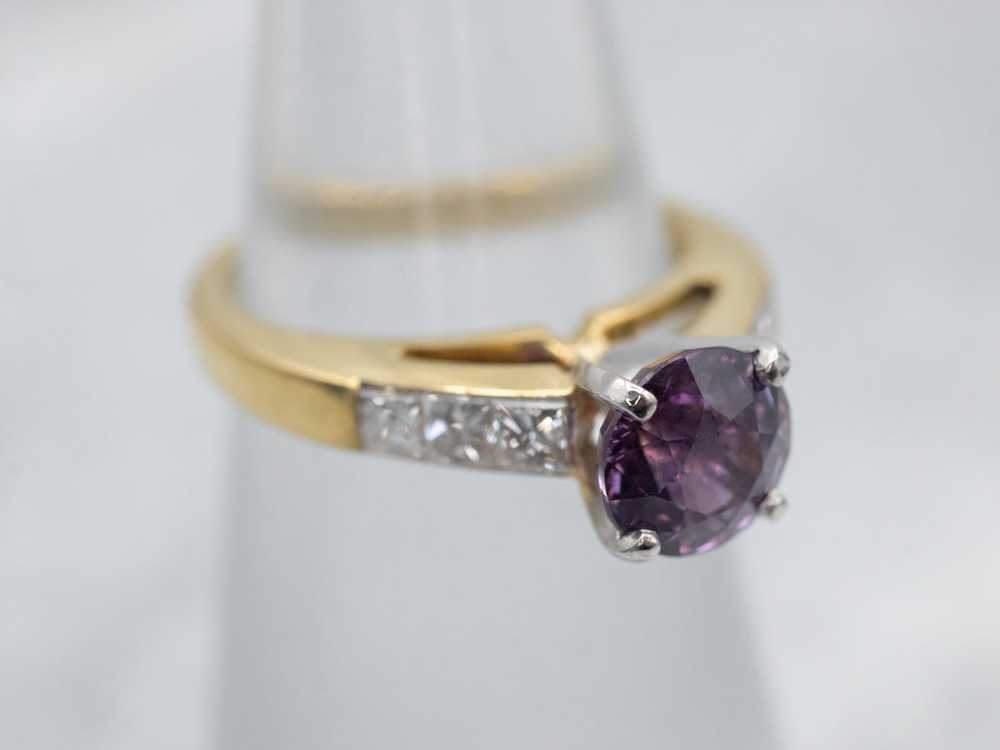 Purple Sapphire and Diamond Mix Metal Engagement … - image 3