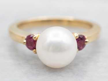 Saltwater Pearl and Ruby Ring - image 1