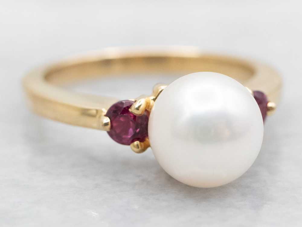 Saltwater Pearl and Ruby Ring - image 2