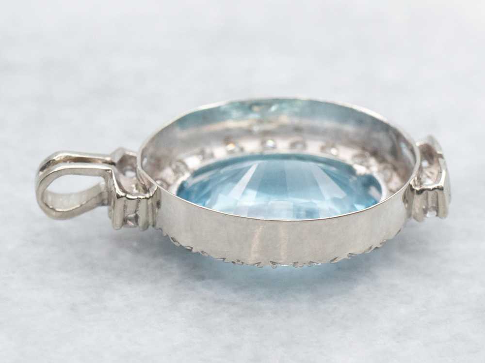 Lovely Vintage Blue Topaz and Diamond Pendant - image 2