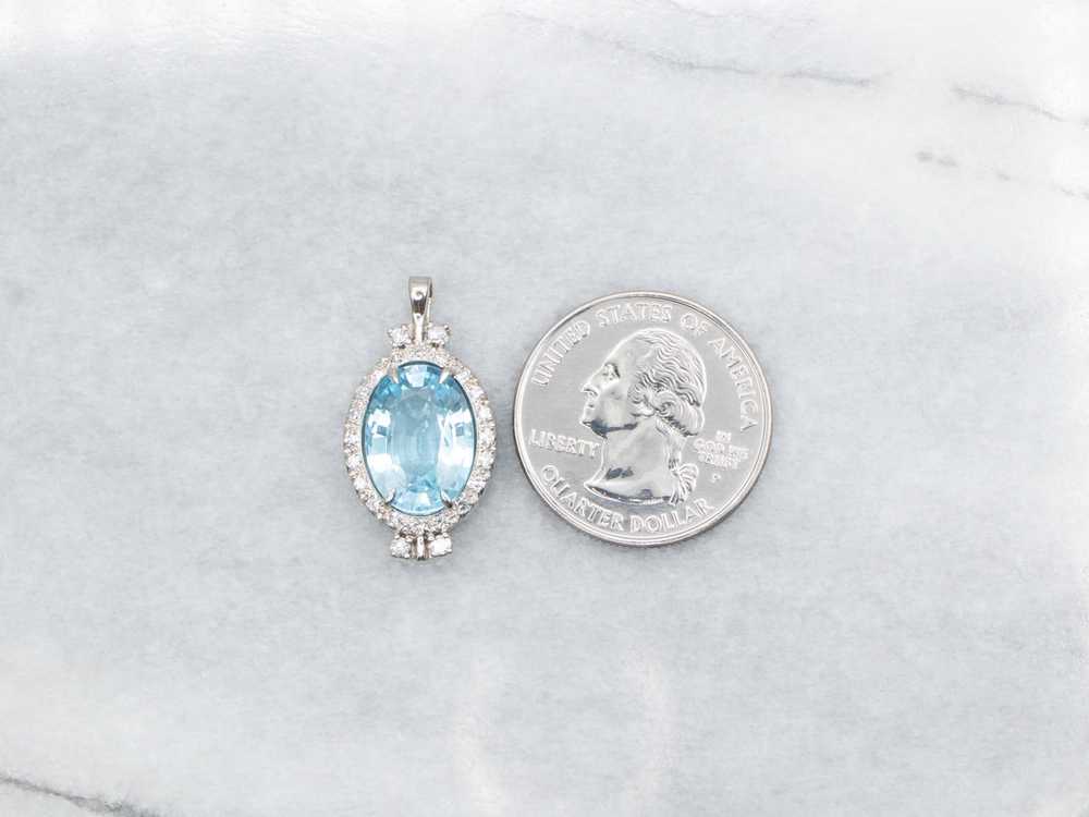 Lovely Vintage Blue Topaz and Diamond Pendant - image 3