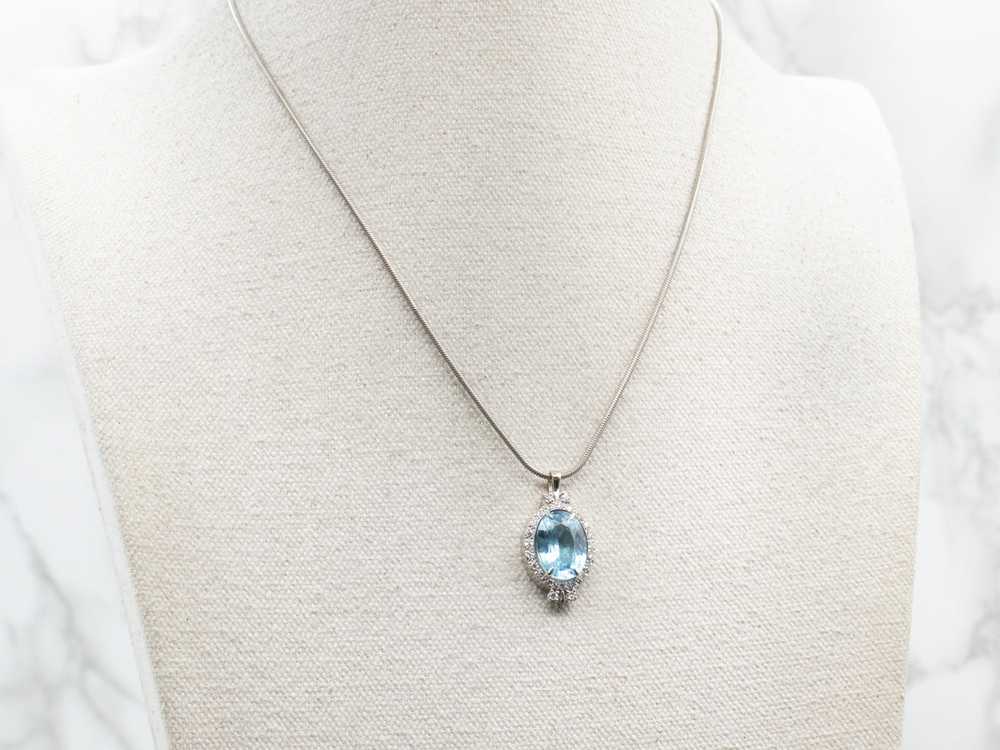 Lovely Vintage Blue Topaz and Diamond Pendant - image 4