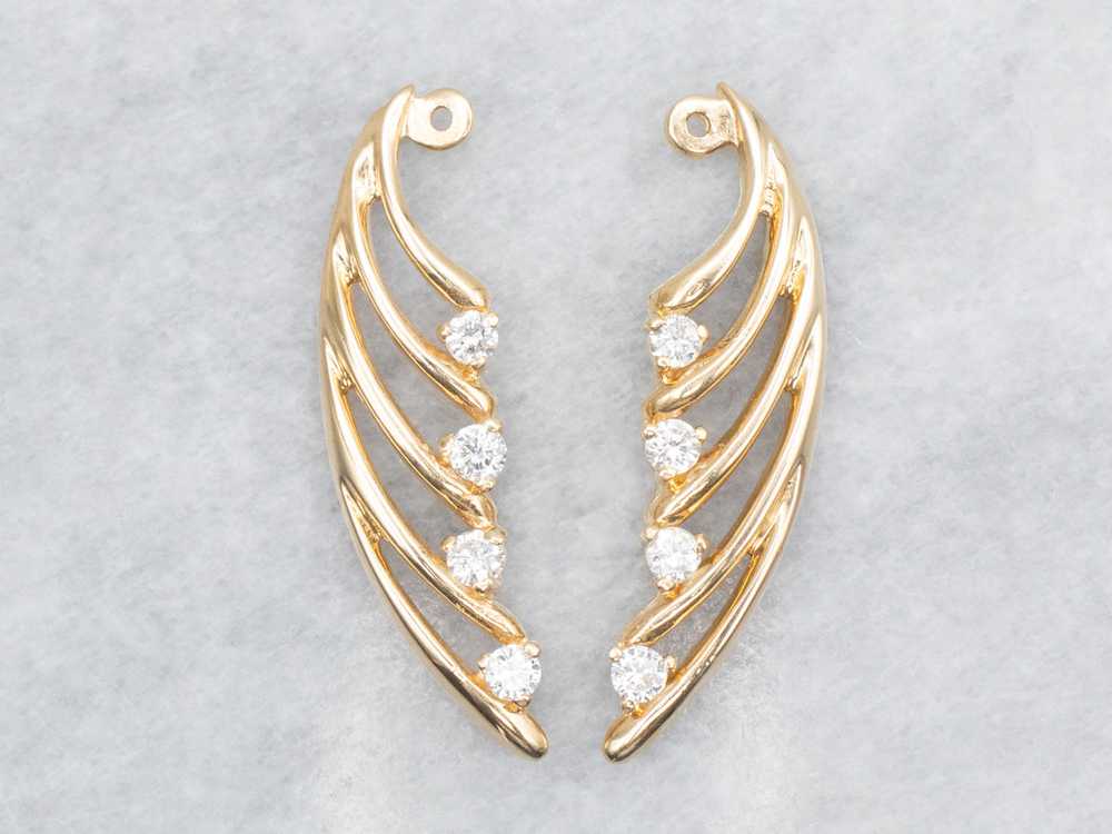 Winged Gold Drop Diamond Earring Jackets - image 1