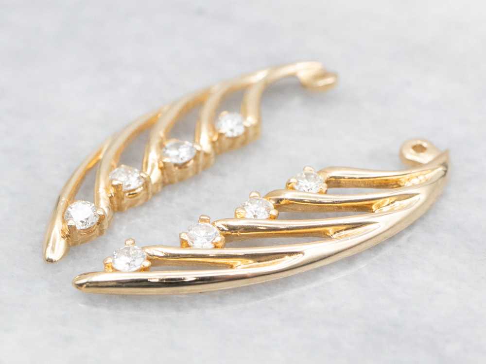 Winged Gold Drop Diamond Earring Jackets - image 2