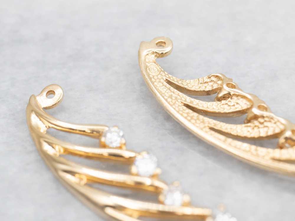 Winged Gold Drop Diamond Earring Jackets - image 3