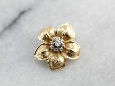 Flower Slide Pendant with Diamond Center - image 1