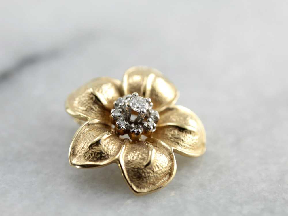 Flower Slide Pendant with Diamond Center - image 2