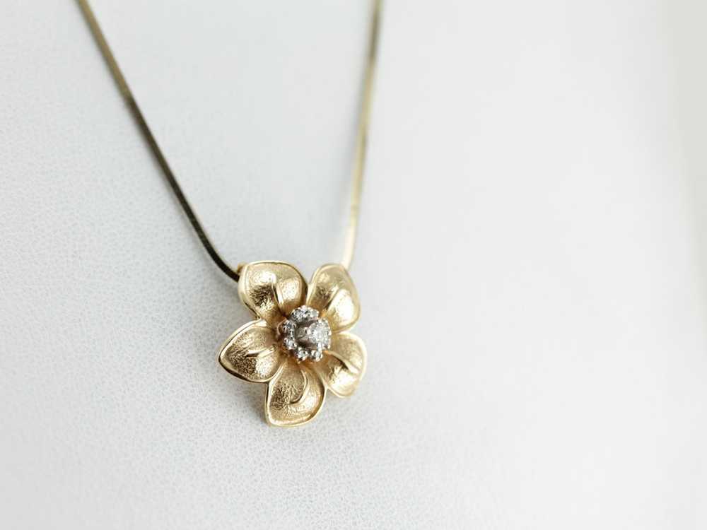 Flower Slide Pendant with Diamond Center - image 5