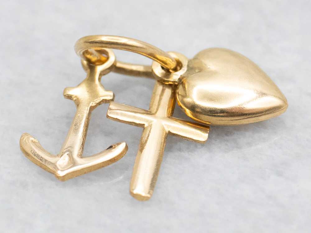 Faith Hope and Charity Gold Charm - Gem