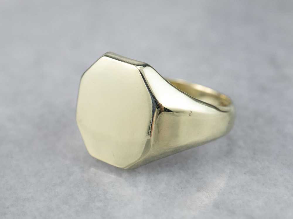 Green Gold Vintage Octagon Signet Ring - image 2