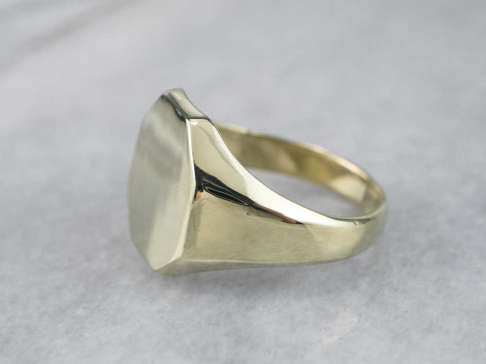 Green Gold Vintage Octagon Signet Ring - image 3