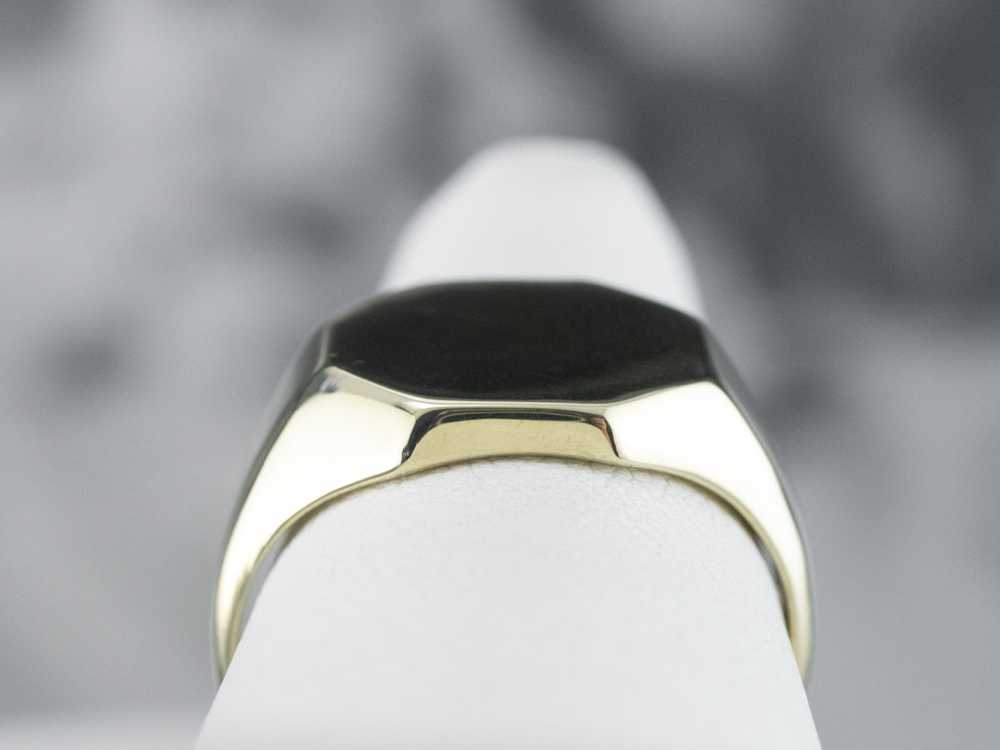 Green Gold Vintage Octagon Signet Ring - image 7