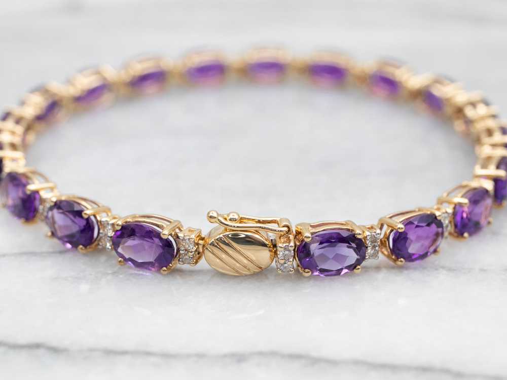 Amethyst and Diamond Tennis Bracelet - image 2