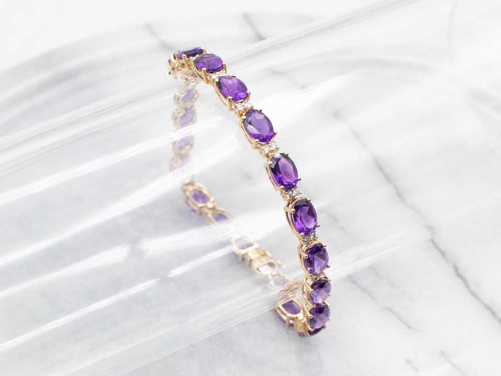 Amethyst and Diamond Tennis Bracelet - image 4