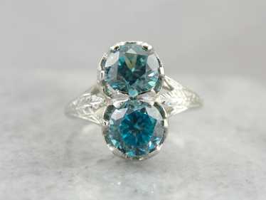 Incredible Art Deco, Double Blue Zircon Cocktail … - image 1