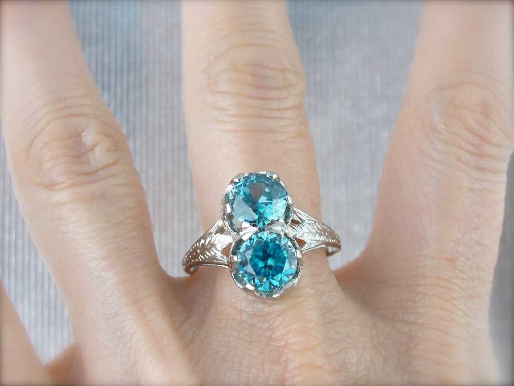 Incredible Art Deco, Double Blue Zircon Cocktail … - image 4