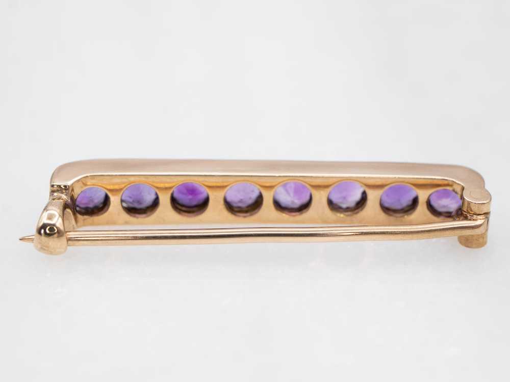 Yellow Gold Amethyst Bar Pin - image 2