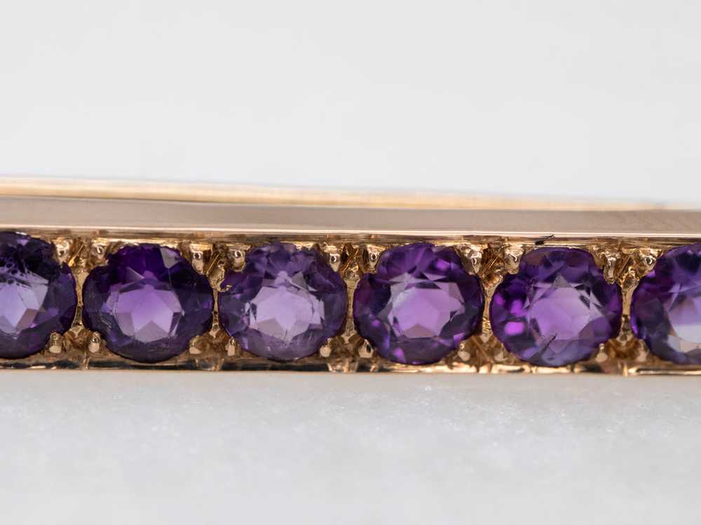 Yellow Gold Amethyst Bar Pin - image 4