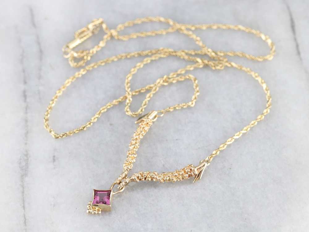 Pink Tourmaline Yellow Gold Necklace - image 1