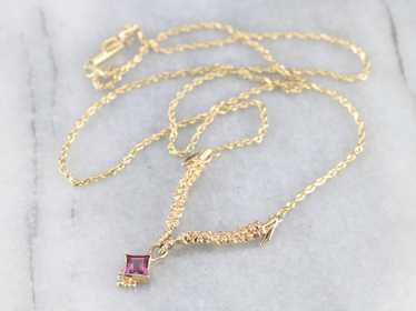 Pink Tourmaline Yellow Gold Necklace - image 1