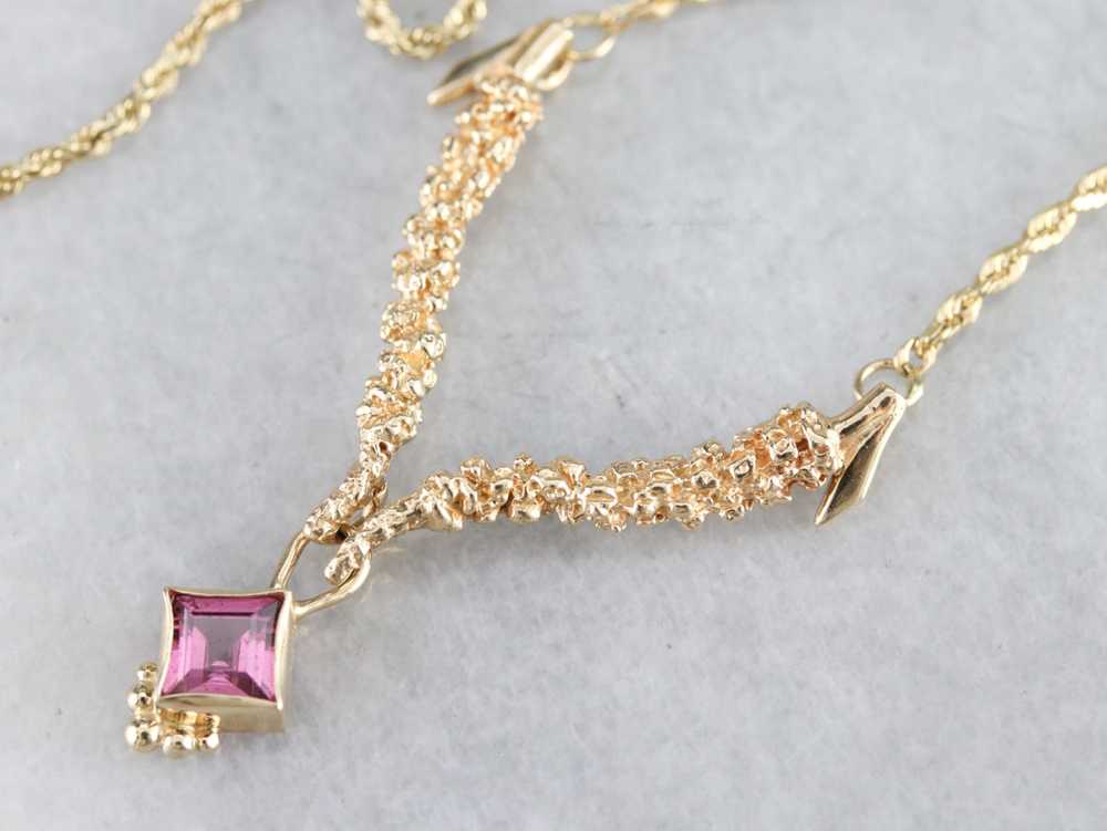 Pink Tourmaline Yellow Gold Necklace - image 2