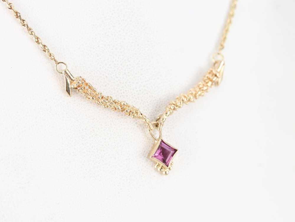 Pink Tourmaline Yellow Gold Necklace - image 4