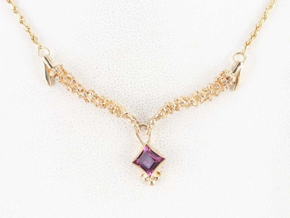 Pink Tourmaline Yellow Gold Necklace - image 5