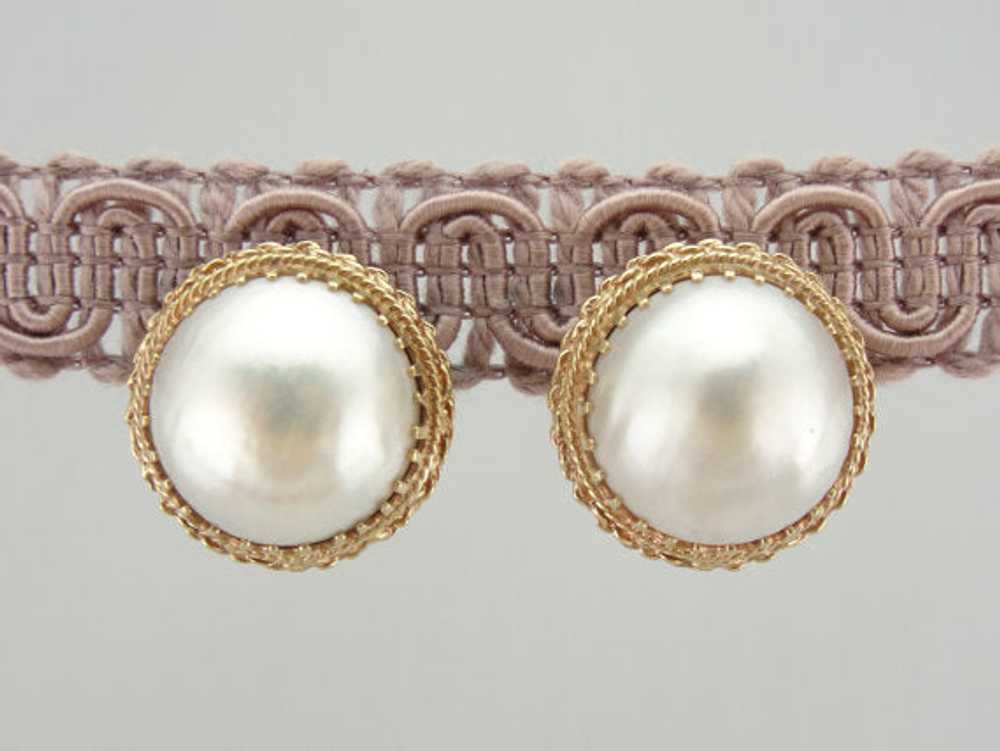 Bold and Beautiful Mabe Pearl Earrings in Fine Go… - image 5