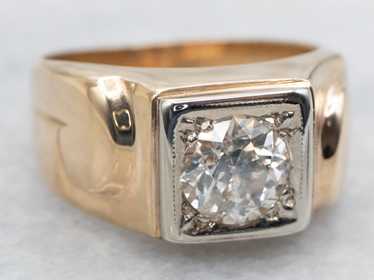 Men's Retro Era European Cut Diamond Ring - image 1