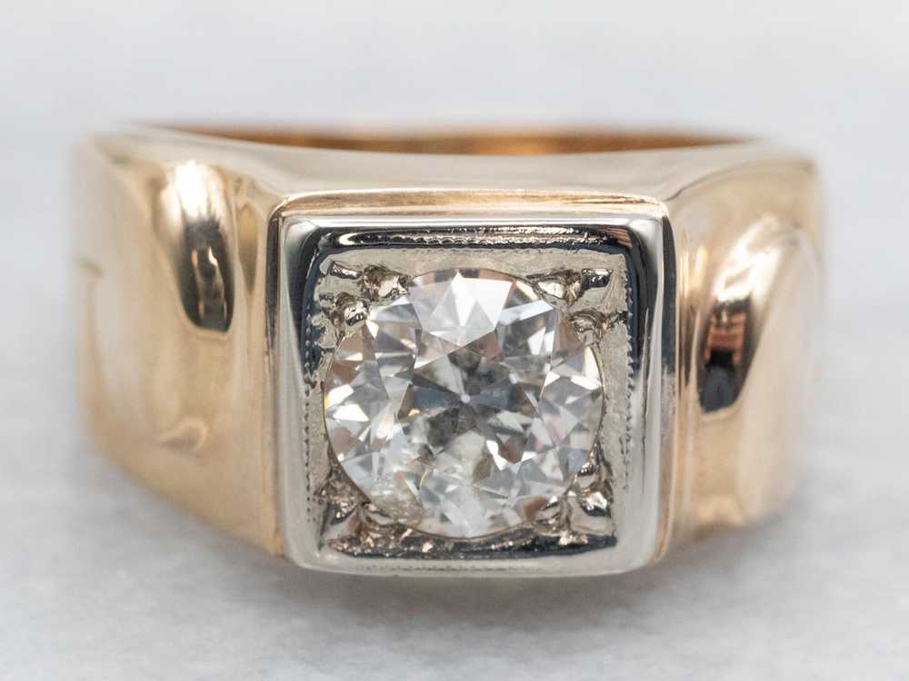 Men's Retro Era European Cut Diamond Ring - image 2