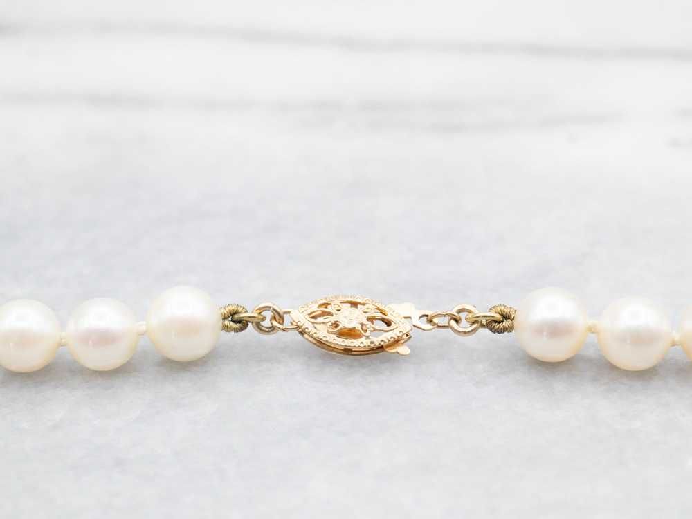 Long White Pearl Beaded Necklace - image 2