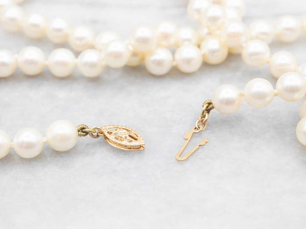 Long White Pearl Beaded Necklace - image 3