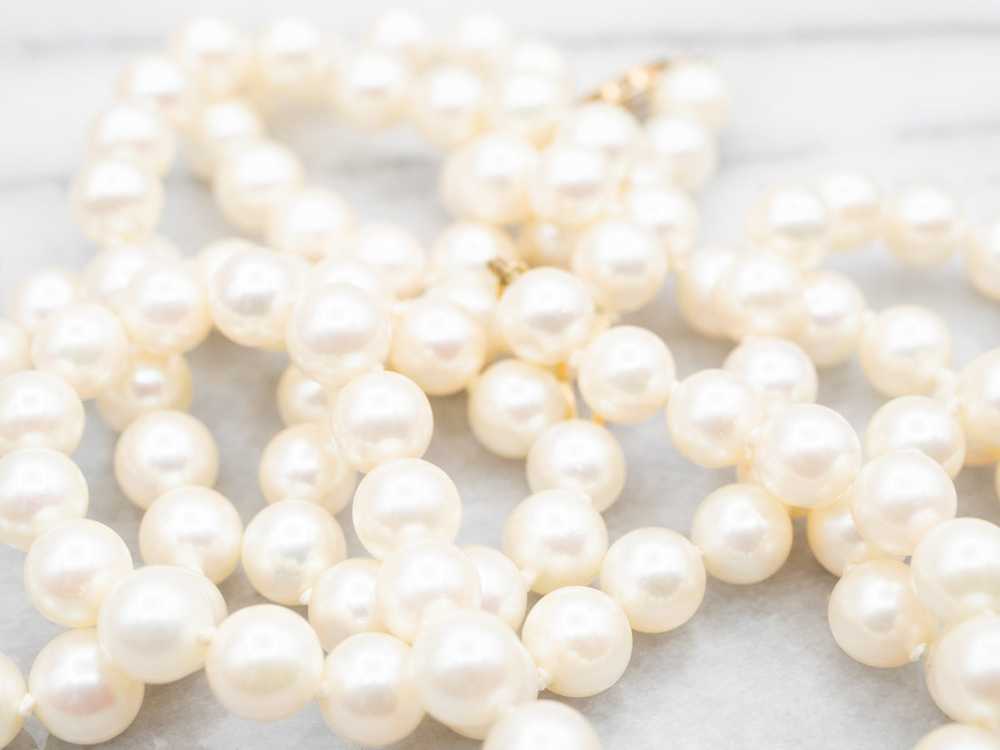 Long White Pearl Beaded Necklace - image 4