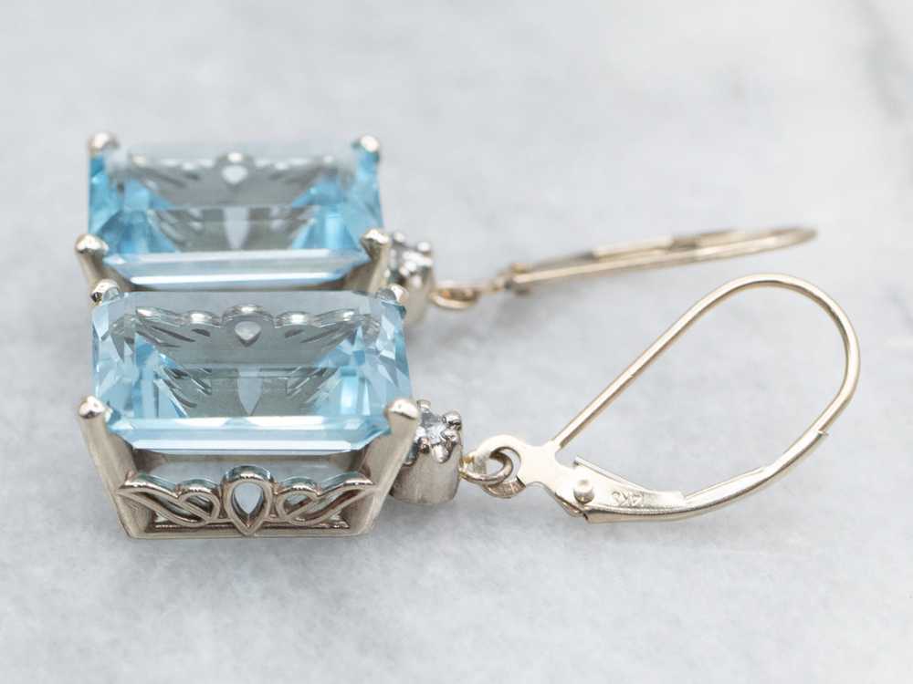 Pretty Blue Topaz and Diamond Drop Earrings - image 3