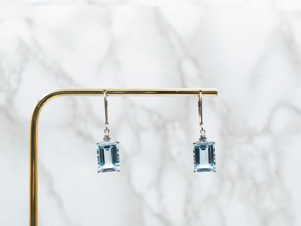 Pretty Blue Topaz and Diamond Drop Earrings - image 4