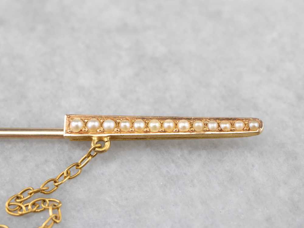 Antique Sword Seed Pearl Stick Pin - image 6