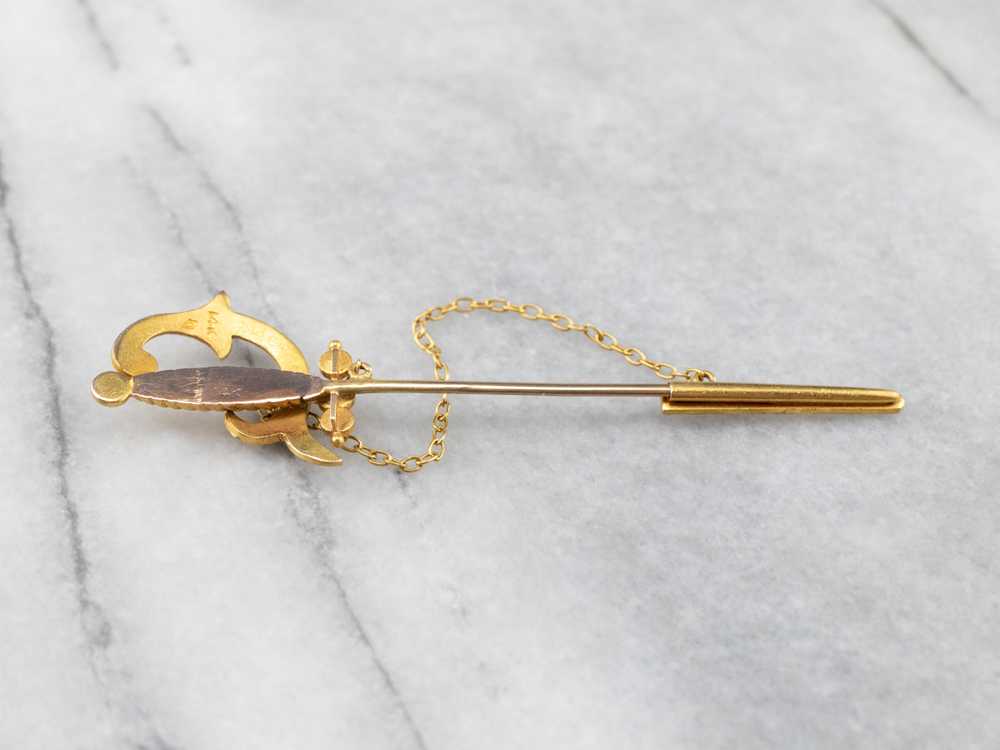 Antique Sword Seed Pearl Stick Pin - image 8