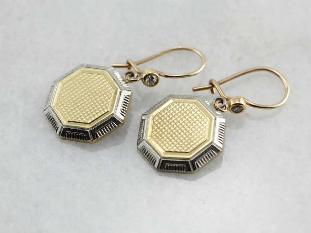 Art Deco Era Cufflink Conversion Earrings, Art De… - image 1