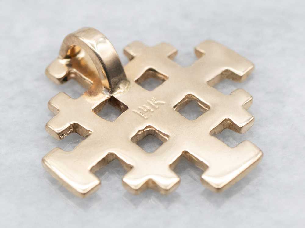 Gold Square Cross Pendant - image 2