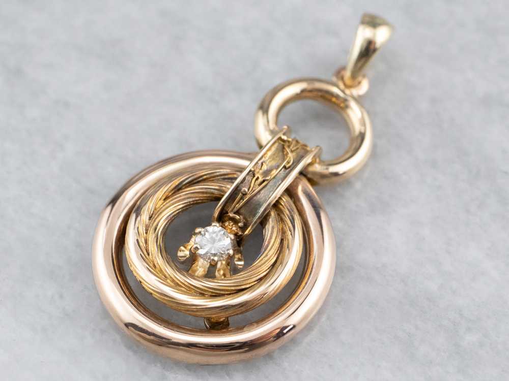 Diamond Gold Hoop Drop Pendant - image 1