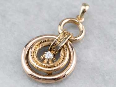 Diamond Gold Hoop Drop Pendant - image 1