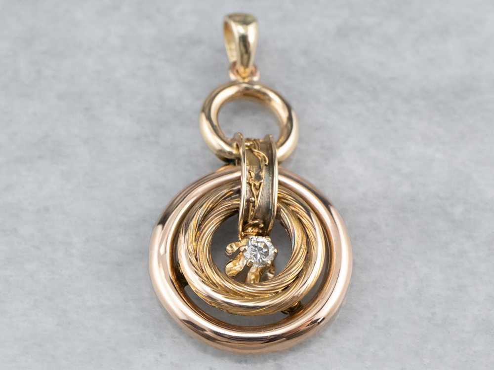 Diamond Gold Hoop Drop Pendant - image 2