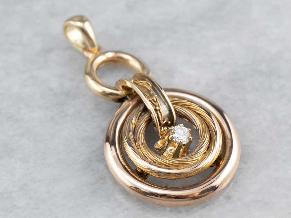 Diamond Gold Hoop Drop Pendant - image 3