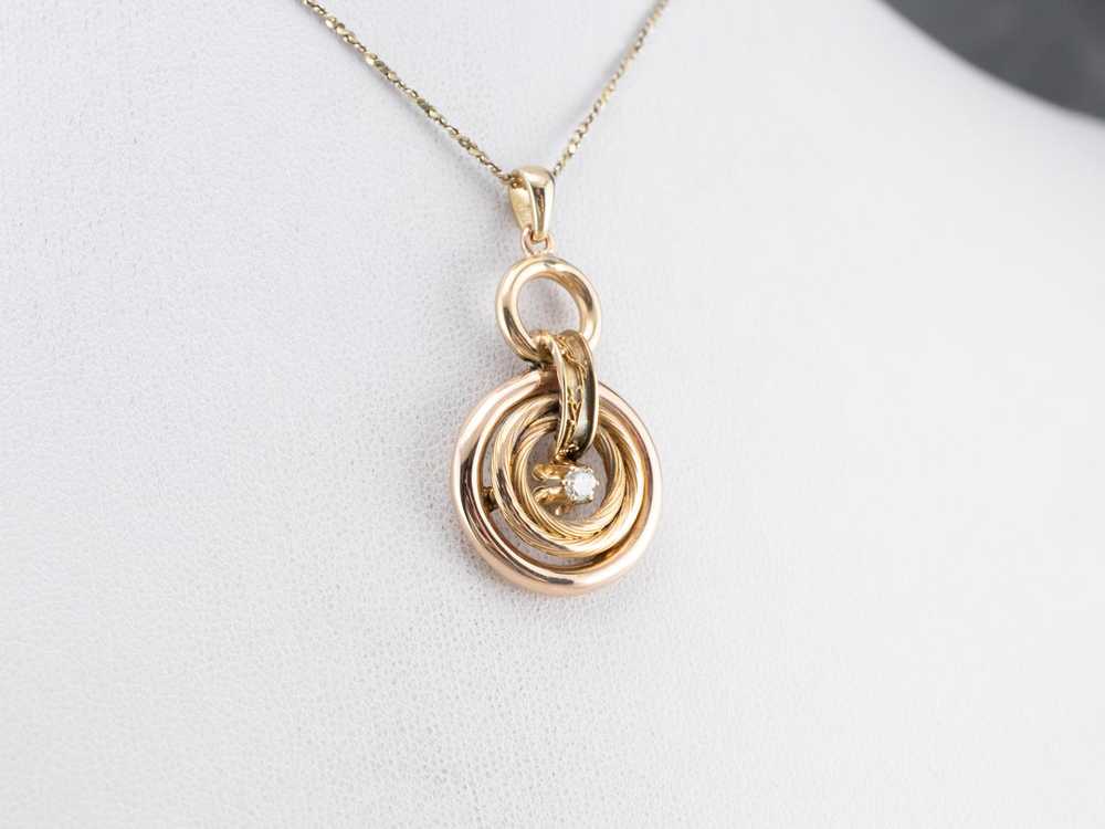 Diamond Gold Hoop Drop Pendant - image 8