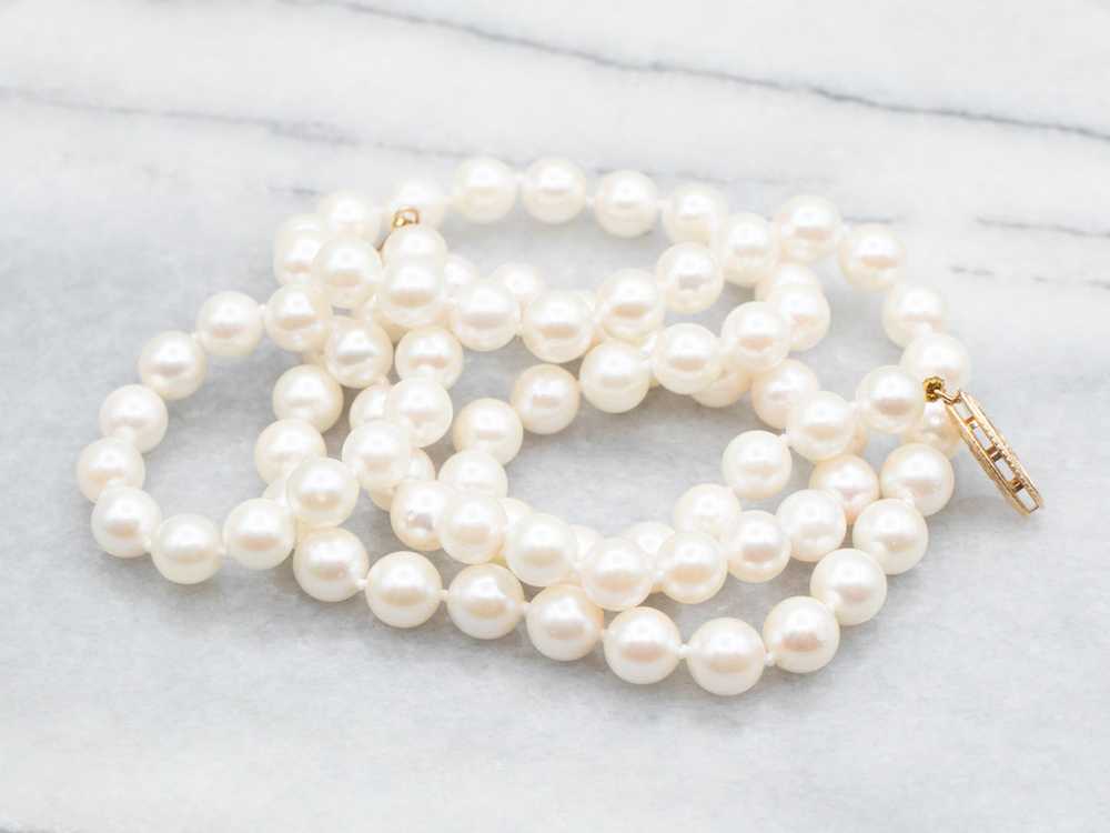 Saltwater Pearl Beaded Necklace with Filigree Cla… - image 1